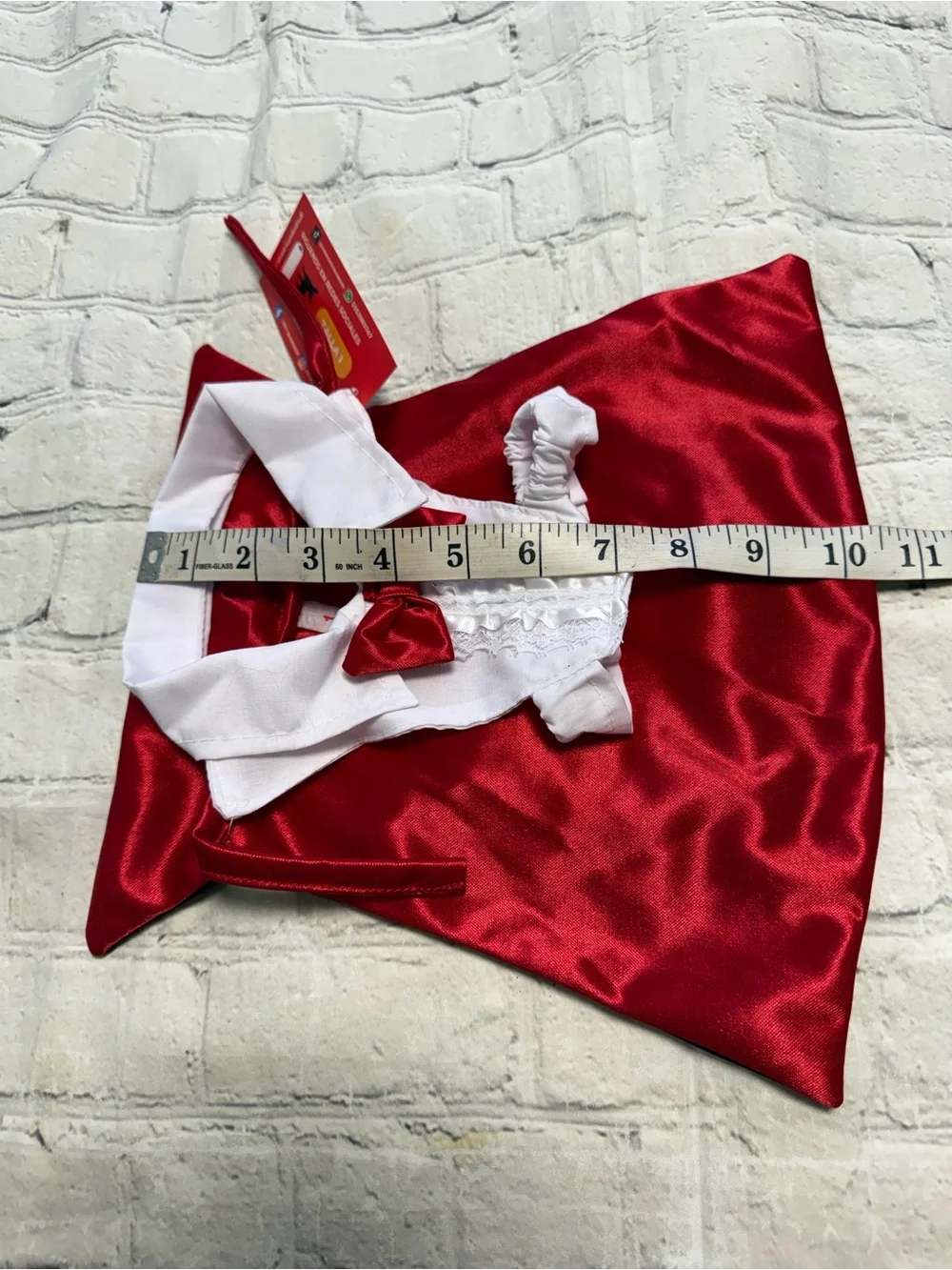 Pet Warrior Red Satin Vampire Cape Costume for pets with White Collar & Bow.